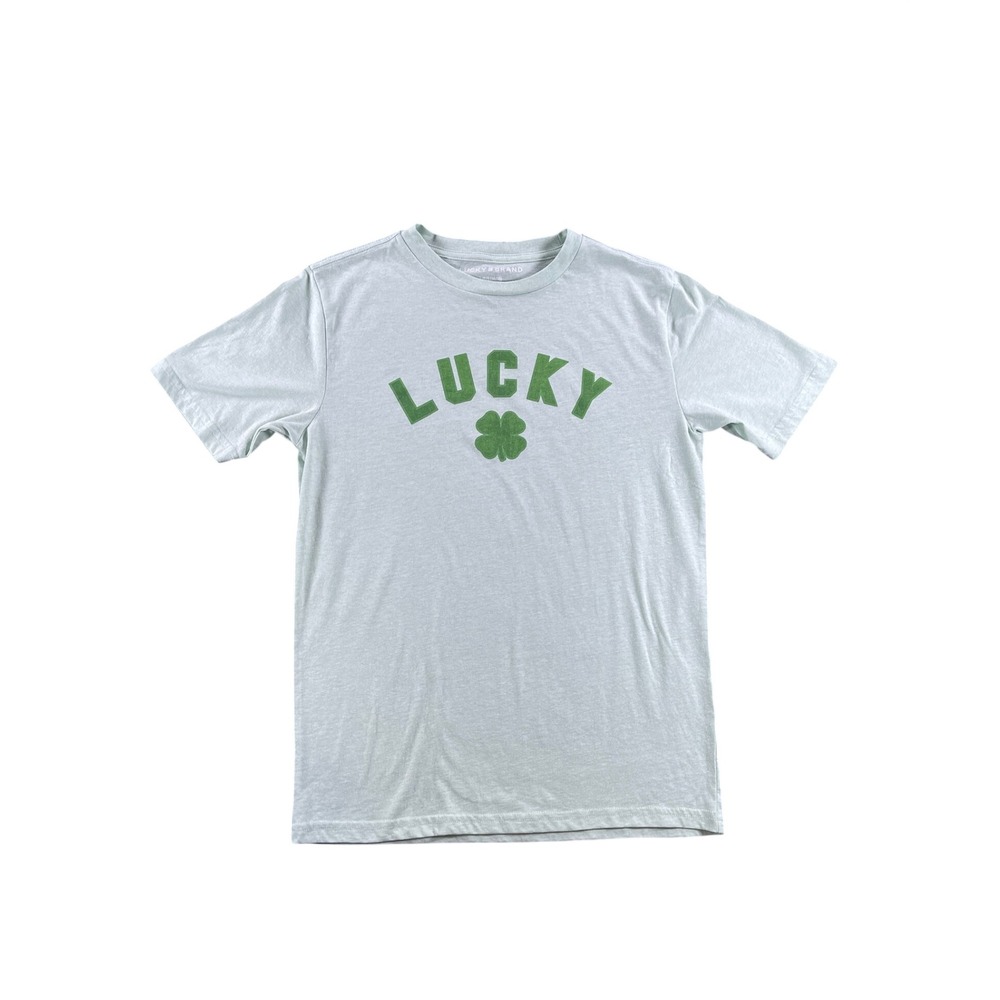Lucky Brand Boys Light Green Lucky Clover Graphic T-Shirt Size L 14/16 0880